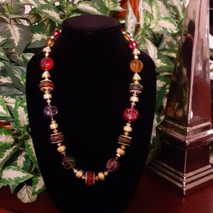4 For $10 / Multi Colored Necklace w/ Gold Accents